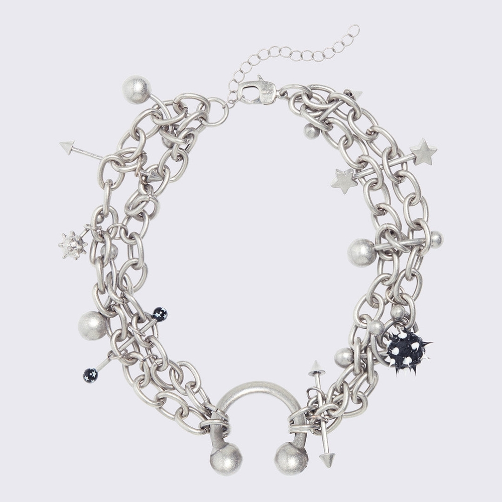 Silver Chain Necklace with Charms